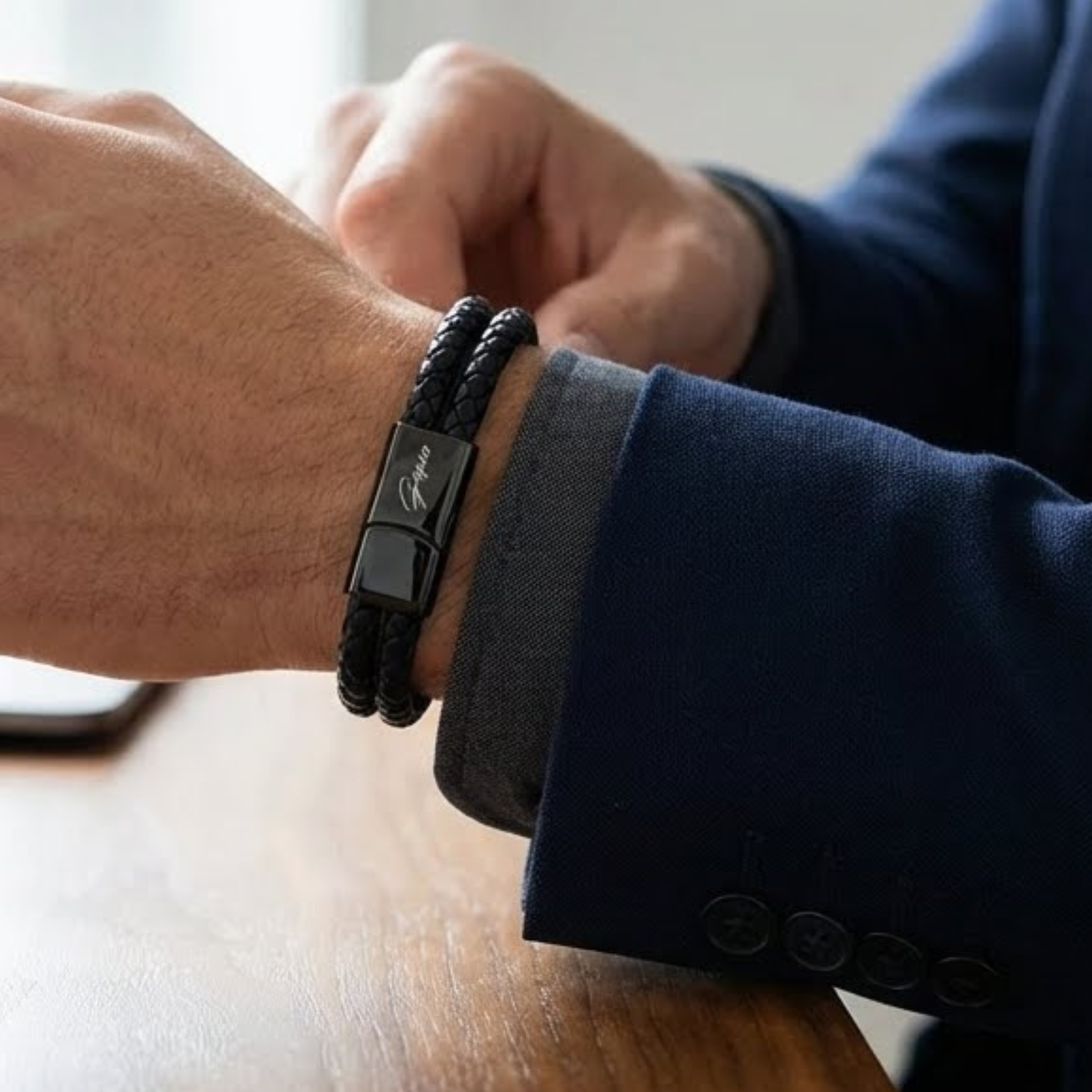 Men's Genuine Leather Double Strap Dublin Bracelet-1