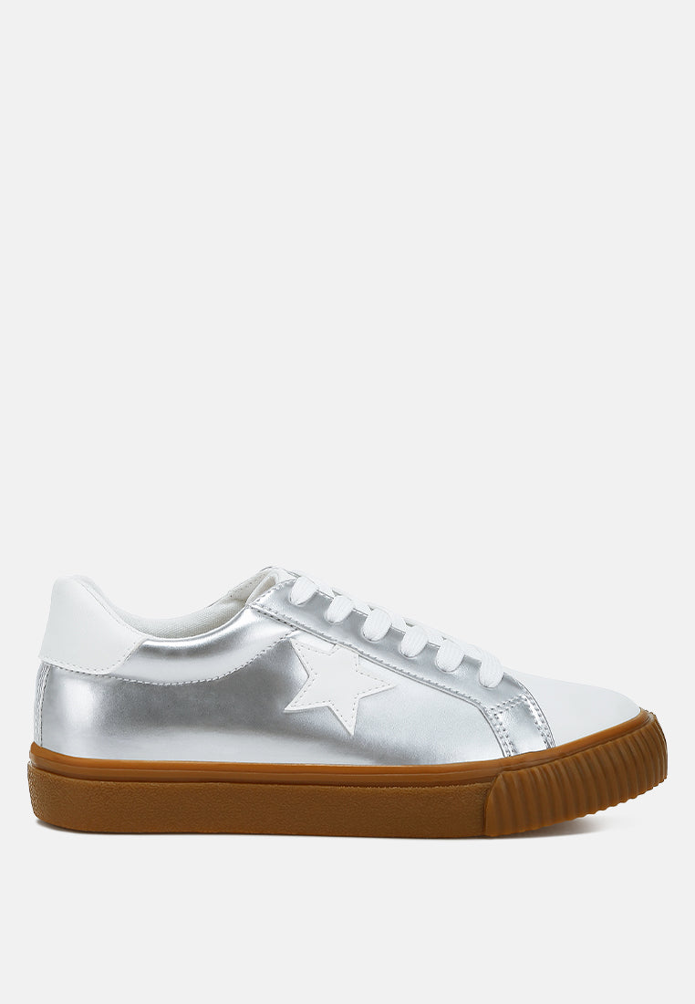 Jumping jacks Metallic Faux Leather Star Sneakers-5
