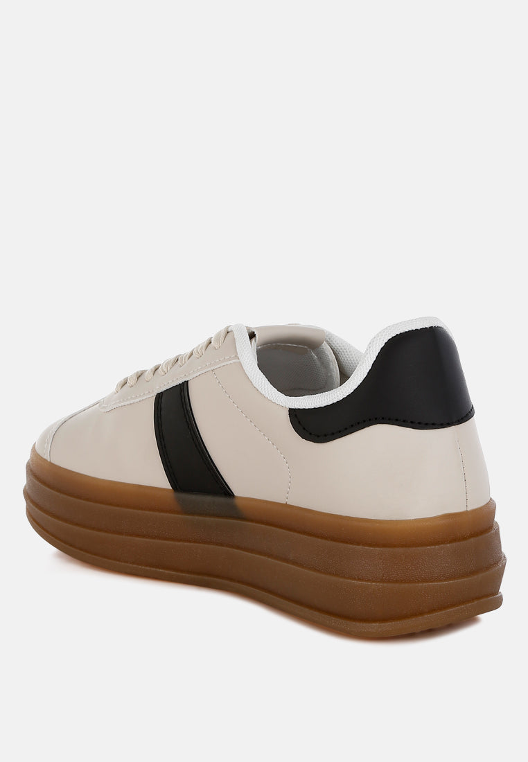 Knockout Faux Leather Lace-Up Sneakers-2