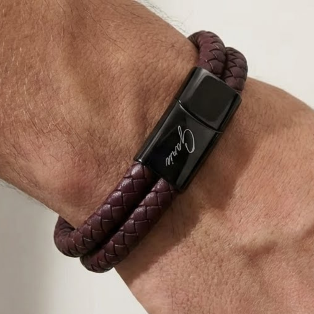 Men's Genuine Leather Double Strap Dublin Bracelet-4