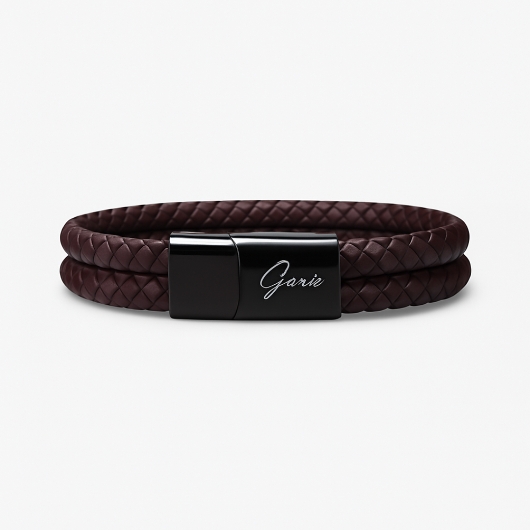 Men's Genuine Leather Double Strap Dublin Bracelet-3
